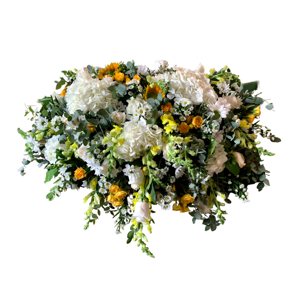 White & Yellow Casket Cover